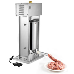 Electric Sausage Stuffer, 33 LBS / 15 L Vertical Meat Stuffer, Stepless Speed Control and Foot Pedal, Stainless Steel Heavy Duty Sausage Filler with 4 Stuffing Tubes, for Commercial & Home Use