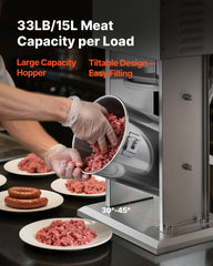 Electric Sausage Stuffer, 33 LBS / 15 L Vertical Meat Stuffer, Stepless Speed Control and Foot Pedal, Stainless Steel Heavy Duty Sausage Filler with 4 Stuffing Tubes, for Commercial & Home Use