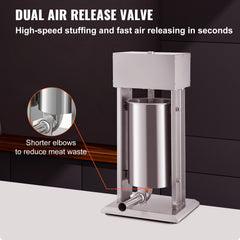 Electric Sausage Stuffer 15L Variable Speed Sausage Maker Stainless Steel