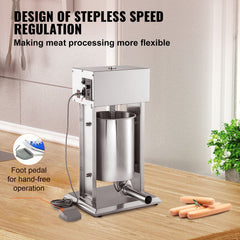 Electric Sausage Stuffer 15L Variable Speed Sausage Maker Stainless Steel