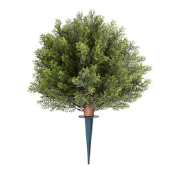 Artificial Topiary Cypress Trees with Ground Spike, 2 Set 406mm Faux Shrubs & Bushes Potted Plants, Fake Silk Tree Look Real for Decor Front Porch Outdoor Indoor Patio Garden Balcony Backyard