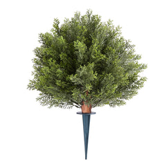 Artificial Topiary Cypress Trees with Ground Spike, 2 Set 406mm Faux Shrubs & Bushes Potted Plants, Fake Silk Tree Look Real for Decor Front Porch Outdoor Indoor Patio Garden Balcony Backyard