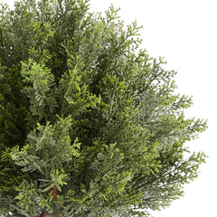 Artificial Topiary Cypress Trees with Ground Spike, 2 Set 406mm Faux Shrubs & Bushes Potted Plants, Fake Silk Tree Look Real for Decor Front Porch Outdoor Indoor Patio Garden Balcony Backyard