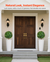 Artificial Topiary Boxwood Trees with Ground Spike, 2 Set 686mm Faux Shrubs & Bushes Potted Plants, Fake Silk Tree Look Real for Decor Front Porch Outdoor Indoor Patio Garden Balcony Backyard