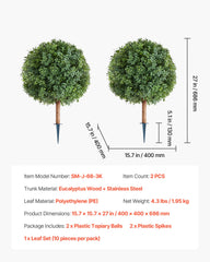 Artificial Topiary Boxwood Trees with Ground Spike, 2 Set 686mm Faux Shrubs & Bushes Potted Plants, Fake Silk Tree Look Real for Decor Front Porch Outdoor Indoor Patio Garden Balcony Backyard