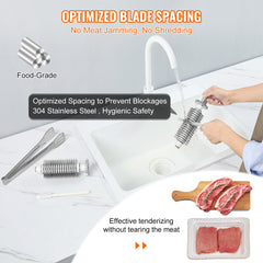 Commercial Meat Tenderizer, Heavy Duty Stainless Steel Kitchen Tool with Handle, Meat Tong, and Cleaning Brush, 450W Electric Meat Tenderizer Machine for Beef, Turkey, Chicken, Pork, and Fish