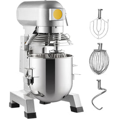 Commercial Food Mixer 30Qt, Food Mixer Commercial with Timing Function, 1100W Stainless Steel Bowl Heavy Duty Electric Commercial Mixer with 3 Speeds Adjustable 108/199/382 RPM, Dough Hook Whisk