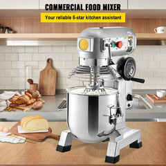 Commercial Food Mixer 30Qt, Food Mixer Commercial with Timing Function, 1100W Stainless Steel Bowl Heavy Duty Electric Commercial Mixer with 3 Speeds Adjustable 108/199/382 RPM, Dough Hook Whisk