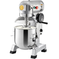 Commercial Food Mixer 30Qt, Food Mixer Commercial with Timing Function, 1100W Stainless Steel Bowl Heavy Duty Electric Commercial Mixer with 3 Speeds Adjustable 108/199/382 RPM, Dough Hook Whisk