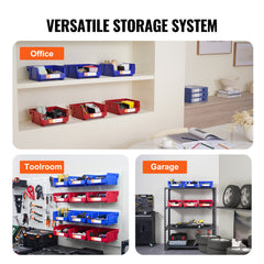 Plastic Storage Bin, (276 mm x 279 mm x 128 mm), Hanging Stackable Storage Organizer Bin, Blue/Red, 6-Pack, Heavy Duty Stacking Containers for Closet, Kitchen, Office, or Pantry Organization