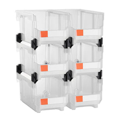 Plastic Stackable Storage Bins, 37.7 x 21.5 x 18 cm (6 Pack), Plastic Containers for Organizing & Storage Bins for Closet, Garage, Small Parts, Office Supplies, Other Accessories, Transparent