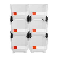Plastic Stackable Storage Bins, 37.7 x 21.5 x 18 cm (6 Pack), Plastic Containers for Organizing & Storage Bins for Closet, Garage, Small Parts, Office Supplies, Other Accessories, Transparent
