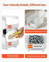 Plastic Stackable Storage Bins, 37.7 x 21.5 x 18 cm (6 Pack), Plastic Containers for Organizing & Storage Bins for Closet, Garage, Small Parts, Office Supplies, Other Accessories, Transparent