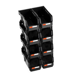 Plastic Stackable Storage Bins, 27.6 x 14 x 13 cm (8 Pack), Plastic Containers for Organizing and Storage Bins for Closet, Garage, Small Parts, Office Supplies and Other Accessories, Black