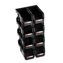 Plastic Stackable Storage Bins, 27.6 x 14 x 13 cm (8 Pack), Plastic Containers for Organizing and Storage Bins for Closet, Garage, Small Parts, Office Supplies and Other Accessories, Black
