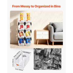 Plastic Stackable Storage Bins, 27.6 x 14 x 13 cm (8 Pack), Plastic Containers for Organizing & Storage Bins for Closet, Garage, Small Parts, Office Supplies, Other Accessories, Transparent
