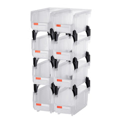 Plastic Stackable Storage Bins, 27.6 x 14 x 13 cm (8 Pack), Plastic Containers for Organizing & Storage Bins for Closet, Garage, Small Parts, Office Supplies, Other Accessories, Transparent