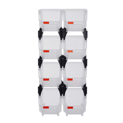 Plastic Stackable Storage Bins, 27.6 x 14 x 13 cm (8 Pack), Plastic Containers for Organizing & Storage Bins for Closet, Garage, Small Parts, Office Supplies, Other Accessories, Transparent