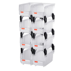Plastic Stackable Storage Bins, 27.6 x 14 x 13 cm (8 Pack), Plastic Containers for Organizing & Storage Bins for Closet, Garage, Small Parts, Office Supplies, Other Accessories, Transparent
