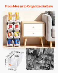 Plastic Stackable Storage Bins, 27.6 x 14 x 13 cm (8 Pack), Plastic Containers for Organizing & Storage Bins for Closet, Garage, Small Parts, Office Supplies, Other Accessories, Transparent