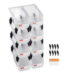 Plastic Stackable Storage Bins, 27.6 x 14 x 13 cm (8 Pack), Plastic Containers for Organizing & Storage Bins for Closet, Garage, Small Parts, Office Supplies, Other Accessories, Transparent
