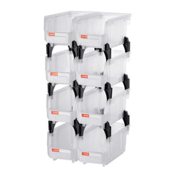 Plastic Stackable Storage Bins, 27.6 x 14 x 13 cm (8 Pack), Plastic Containers for Organizing & Storage Bins for Closet, Garage, Small Parts, Office Supplies, Other Accessories, Transparent