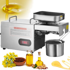Electric Oil Press Machine, 850W Stainless Steel Oil Extractor Machine, Adjustable Temperature, Hot Press Oil Expeller for Pressing Peanuts, Sesame Seeds, Rapeseed, Tea Seeds