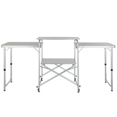 Camping Kitchen Table, Folding Outdoor Cooking Table with Storage Carrying Bag, Aluminum Cook Station 3 Cupboard & Detachable Windscreen, Quick Set-up for Picnics, BBQ, RV Traveling, Black