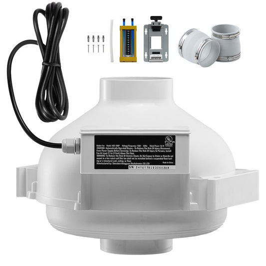 4" to 3.5" Radon Mitigation Fan System Kit Quiet 260 CFM Inline Duct Fan