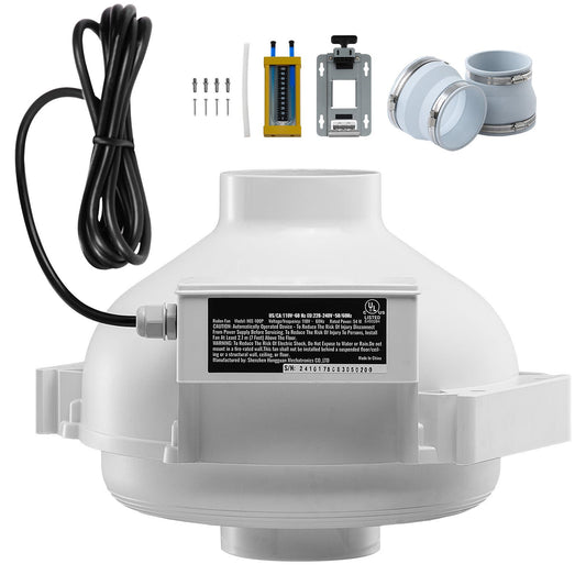 4" to 4.5" Radon Mitigation Fan System Kit Quiet 260 CFM Inline Duct Fan