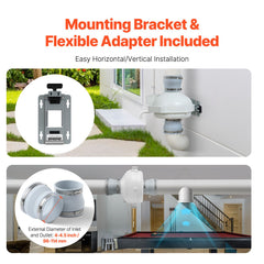 4" to 4.5" Radon Mitigation Fan System Kit Quiet 260 CFM Inline Duct Fan