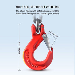 Chain Sling, 8 mm x 150 cm Lifting Chains with Hooks, G80 Engine Chain Hoist Lifts, 3 Ton Capacity Lifting Sling Chains for Engine Hoist, Engine Lift Chain with 2 Leg Grab Hooks, Heavy Duty