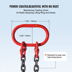 Chain Sling, 8 mm x 150 cm Lifting Chains with Hooks, G80 Engine Chain Hoist Lifts, 3 Ton Capacity Lifting Sling Chains for Engine Hoist, Engine Lift Chain with 2 Leg Grab Hooks, Heavy Duty