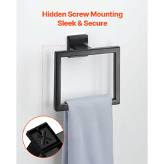 Matte Black Bathroom Hardware Set, 5 Pieces Stainless Steel Bathroom Accessories Set, 24-inch Towel Bar, Towel Rack, 2 Robe Towel Hooks, Toilet Paper Holder, for Bath Room, Wall Mounted