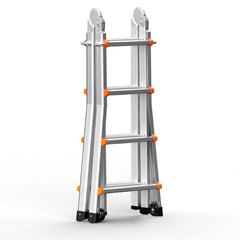 Telescoping Ladder A Frame, 13 FT Compact Aluminum Extension Ladder, Multi-Function Portable Collapsible RV Ladder, Telescopic Ladder for Homework Stairs Indoor Outdoor Roof, 330lb Load