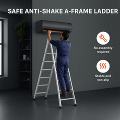 Telescoping Ladder A Frame, 13 FT Compact Aluminum Extension Ladder, Multi-Function Portable Collapsible RV Ladder, Telescopic Ladder for Homework Stairs Indoor Outdoor Roof, 330lb Load