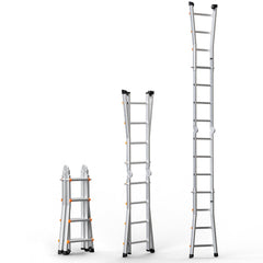 Telescoping Ladder A Frame, 13 FT Compact Aluminum Extension Ladder, Multi-Function Portable Collapsible RV Ladder, Telescopic Ladder for Homework Stairs Indoor Outdoor Roof, 330lb Load