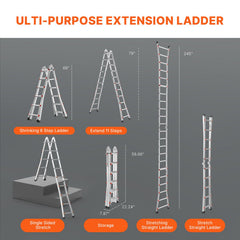 Telescoping Ladder A Frame 20 FT Extension Multi-Function for Homework