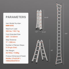 Telescoping Ladder A Frame 20 FT Extension Multi-Function for Homework