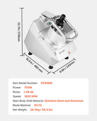 Food Processor & Vegetable Chopper w/ 6 Blades Food-Grade Stainless Steel