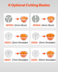 Food Processor & Vegetable Chopper w/ 6 Blades Food-Grade Stainless Steel