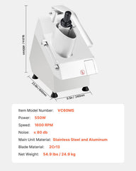Food Processor & Vegetable Chopper w/ 6 Blades Food-Grade Stainless Steel