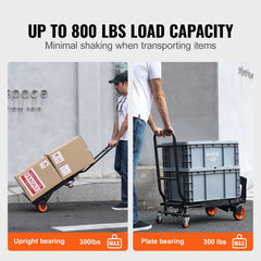 Aluminum Hand Truck, 2 in 1, 136 kg Max Load Capacity, Heavy Duty Industrial Convertible Folding Hand Truck and Dolly, Utility Cart Converts from Hand Truck to Platform Cart with Rubber Wheels