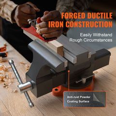 16.7cm Bench Vise Anvil Swivel Locking Base Heavy Duty Ductile Iron Vice