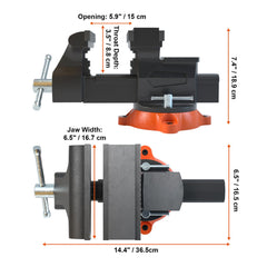 16.7cm Bench Vise Anvil Swivel Locking Base Heavy Duty Ductile Iron Vice