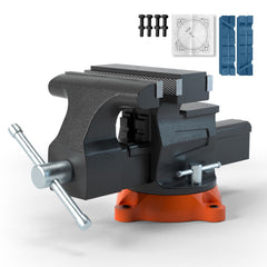 16.7cm Bench Vise Anvil Swivel Locking Base Heavy Duty Ductile Iron Vice