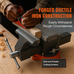16.7cm Bench Vise Anvil Swivel Locking Base Heavy Duty Ductile Iron Vice