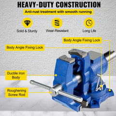 Multipurpose Bench Vice 5" 30Kn Heavy Duty with 360° Swivel Base and Head