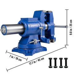 Multipurpose Bench Vice 5" 30Kn Heavy Duty with 360° Swivel Base and Head