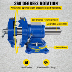 Multipurpose Bench Vice 5" 30Kn Heavy Duty with 360° Swivel Base and Head